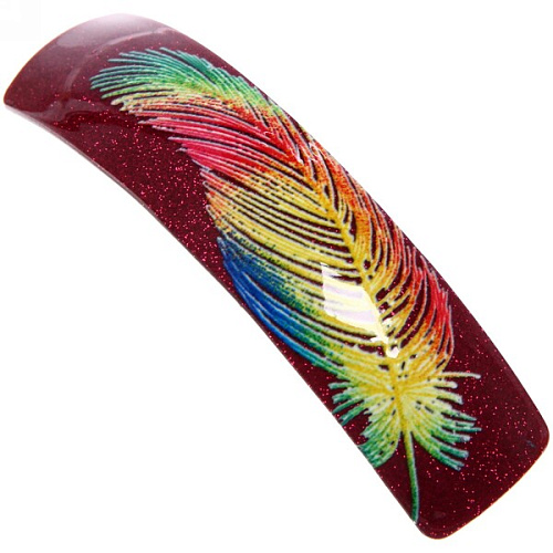 Заколка автомат Коллекция Монталь-Перо, прямоуг, микс 6 цветов, 102см (Стиль в деталях)_4