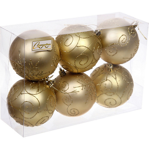 Набор шаров 8 см Magic wish (набор 6 шт), Золото_3