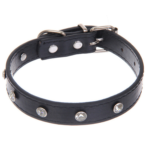 Ошейник для собак и кошек со стразами На стиле, цвет черный, 2см, размер S, 2830см (лейбл)_4