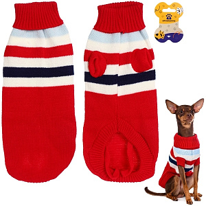 Кофта - свитер для мелких пород собак и кошек "BRO Style", полосочки, цвет красный, р XL