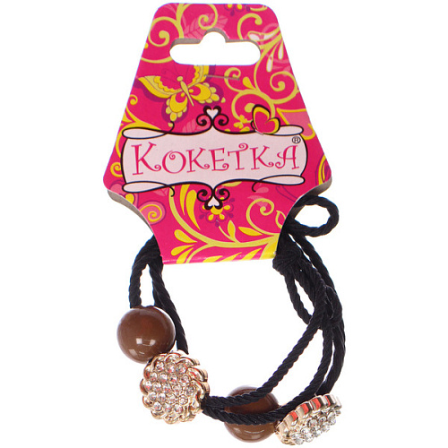 Резинки для волос 2шт ФАНТЕЭГРО, цветочек, цвет черный, молочный и коричневый, d-55см (Кокетка)_6