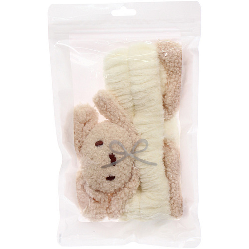 Повязка на голову косметическая ДАЙМОНД Ми, зайки с лапками, цвет лавандовый, серый, и бежевый, 2055см (ZIP пакет)_5