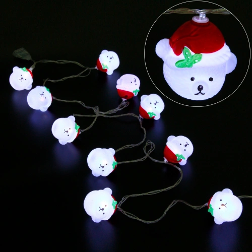 Гирлянда для дома "Медвежонок" 2м 10 ламп LED, 5*4 см прозр.пров.,1 реж, IP-20, Белый (возможность соединения)