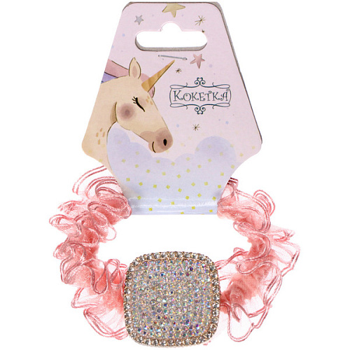 Резинка для волос 1шт ЕЖЕВИКА, квадрат, микс 5 цветов, d-5см (подвес Единорог)_4