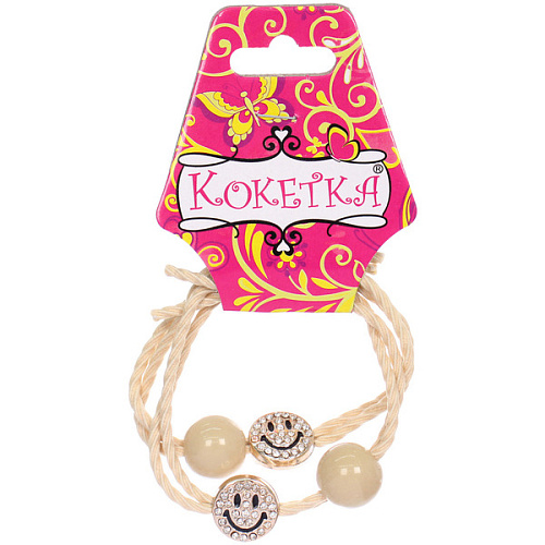 Резинки для волос 2шт ФАНТЕЭГРО, смайл, цвет черный, молочный и коричневый, d-55см (Кокетка)_6