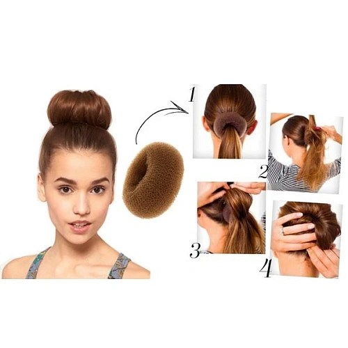 Заколка-валик для создания пучка d-8см, цвет коричневый (лейбл Стиль в деталях)_8