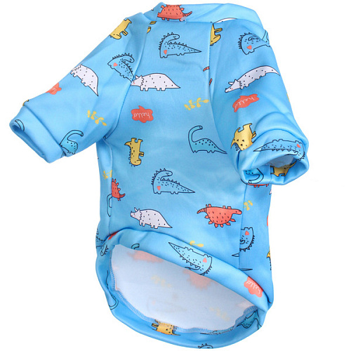 Кофта - толстовка для мелких пород собак BRO Style, принт динозаврики, р 2XL (на флисе)_8