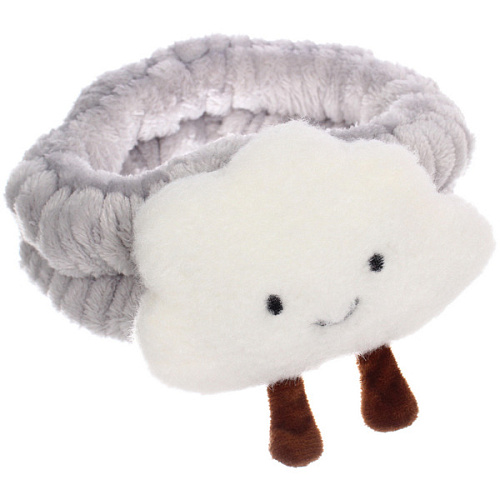 Повязка на голову косметическая ДАЙМОНД РУШ, облачко, цвет сиреневый, пудровый, небесный и серый, 2055см (ZIP пакет)_7