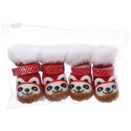 Ботинки зимние для животных МОДНЫЙ БРО, на липучке, цвет красный, размер 1, 4см_7