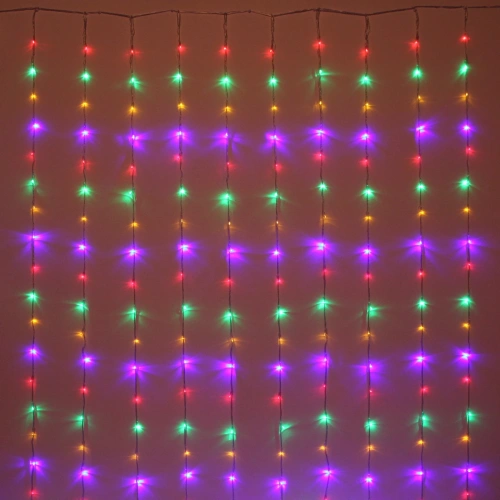 Гирлянда для дома ЗАНАВЕС "Водопад" ш3,0* в2,5 м 360 ламп LED, прозрач.пров, 8 реж, IP-20, Мультицвет (возможность соединения)