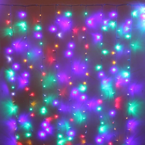Гирлянда для улицы ЗАНАВЕС "Мерцание" ш2* в1,5 м 320 ламп LED, прозрач.пров,1 реж.,IP-54, Мультицвет, белый мерцает (возможность соединения)