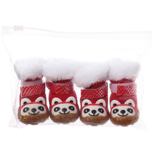 Ботинки зимние для животных МОДНЫЙ БРО, на липучке, цвет красный, размер 3, 5см_7