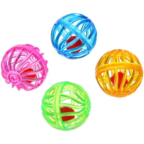 Игрушка - шарик для кошек "ИГРУЛИК", колокольчик, цвет микс, d-4см, (пакет с подвесом)