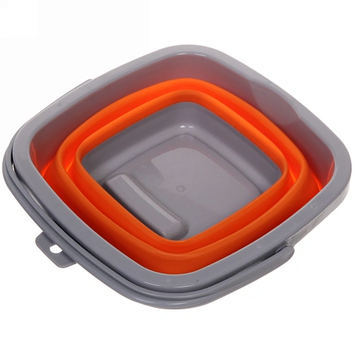 Ведро складное квадратное 5л 24х20см оранжевое_4