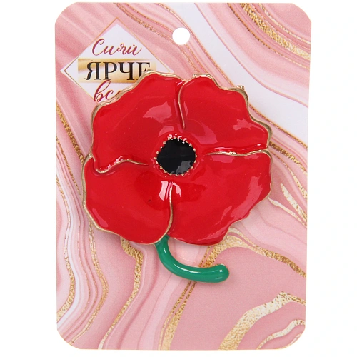 Брошь GOLD Podarok, Мак, цвет как на фото, (символ женского Очарования)_4
