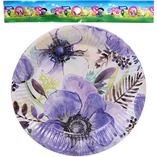 Тарелка бумажная 18 см в наборе 10 шт Цветочный сад_3