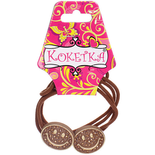 Резинки для волос 2шт ФАНТЕЭГРО, смайлики, цвет черный, молочный и коричневый, d-55см (Кокетка)_4