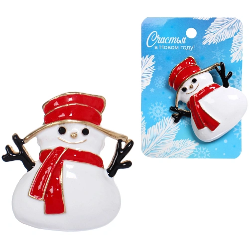 Брошь "Рождественское чудо - Снеговик", 4,2*3,5см