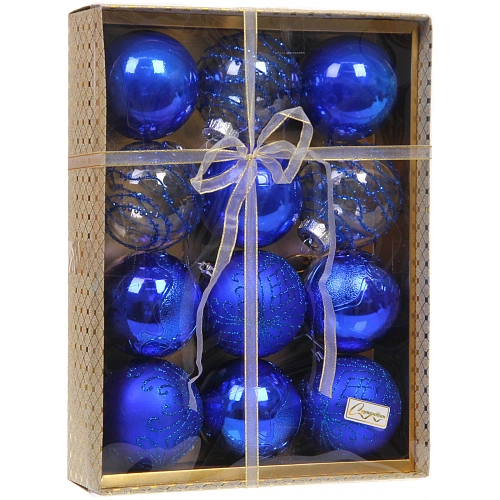 Новогодние шары Волшебство ночи 8 см (набор 12 шт), Синий_5