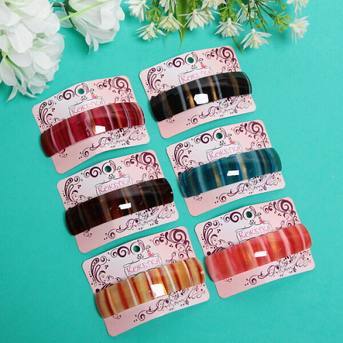 Заколка автомат Calista - Mina, овал, 6 цветов, 92,5см (Кокетка)_3