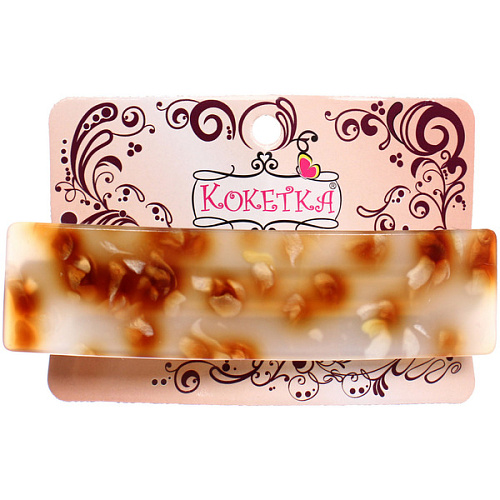 Заколка - автомат ЭКЛЕР, форма прямоугольная, сари, микс 5 цветов, 10,32,5см (блистер Кокетка)_3