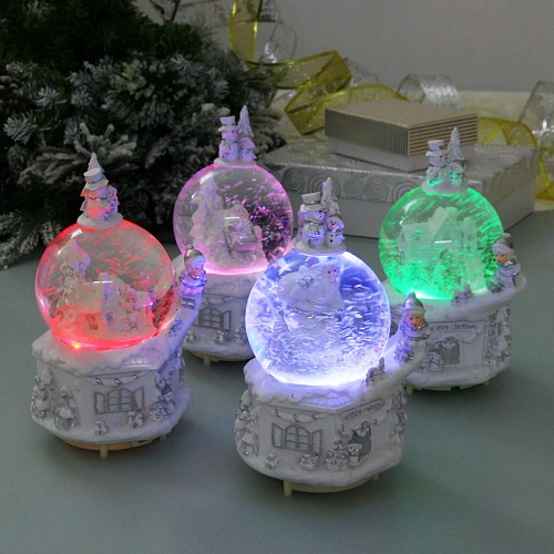 Сувенир Снежный шар Снежные чудеса 12512521 см (падающий снег, подсветка, музыка), микс_3