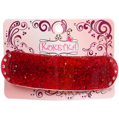 Заколка - автомат ЭКЛЕР, форма прямоугольная, танула, микс 5 цветов, 92,7см (блистер Кокетка)_5