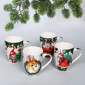 Кружка керамическая 350мл "Настроение праздника", микс 4рисунка