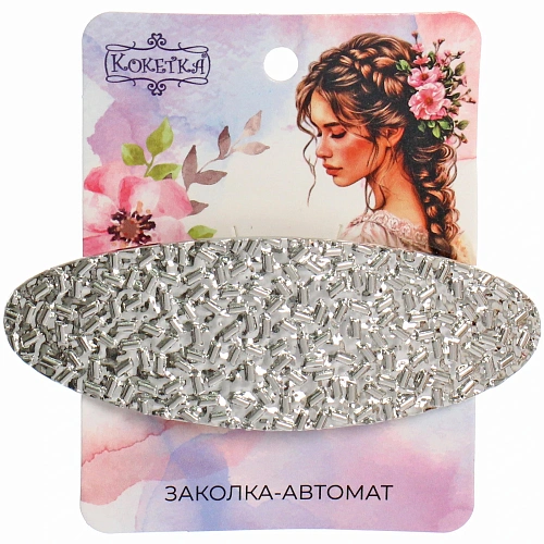 Заколка-автомат для волос AKS - DesignPRO, овал, цвет золото и хром, 83см_5