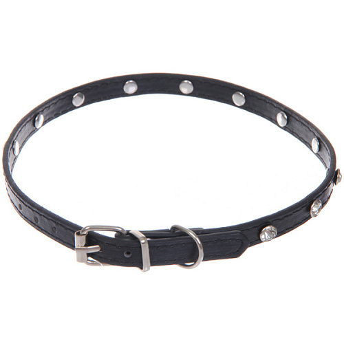Ошейник для собак и кошек со стразами На стиле, цвет черный, 1см, размер L, 3944см (лейбл)_3