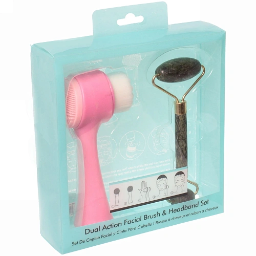 Набор косметический Beauty Bar, Gua sha и щетка для умывания, цвет зеленый,16,516,5см_13