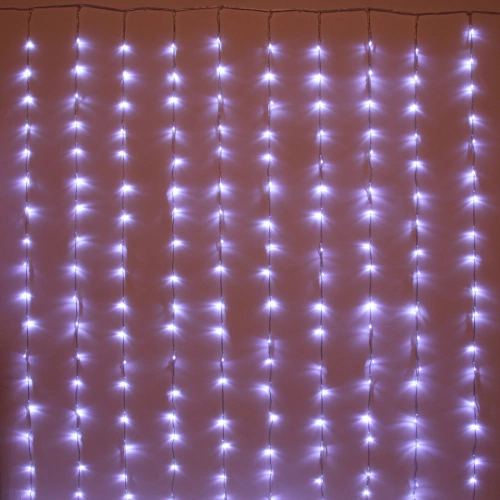 Гирлянда для дома ЗАНАВЕС "Водопад" ш1,5* в2,5 м 240 ламп LED, прозрач.пров, 8 реж,IP-20, Белый (возможность соединения)