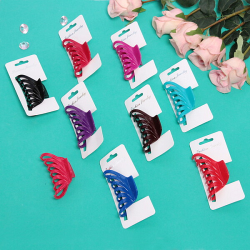 Заколка-краб для волос на блистере Diana Collection - Mila, микс 6 цветов, 8см _3