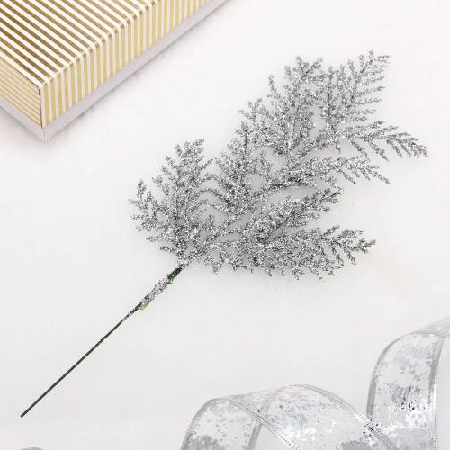 Ветка декоративная "Зимний сон" 25 см, Серебро