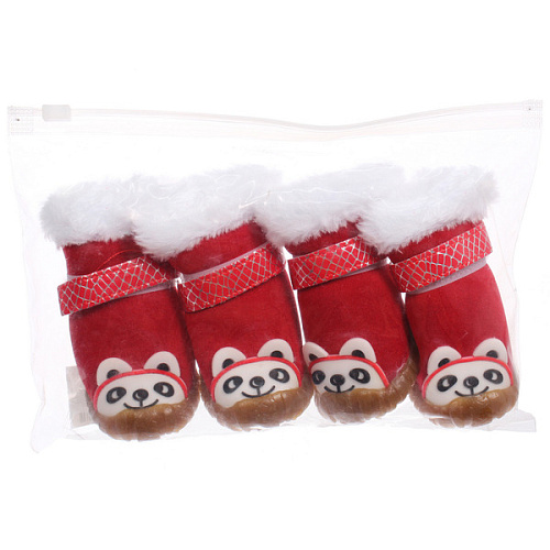 Ботинки зимние для животных МОДНЫЙ БРО, на липучке, цвет красный, размер 5, 6см_7