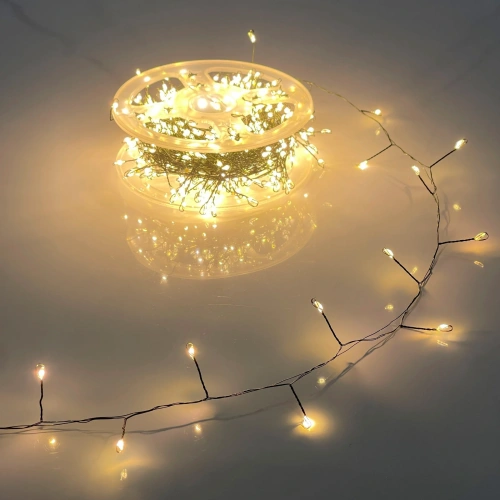 Гирлянда для дома НИТЬ "Мишура" 100 м 2000 ламп LED, зеленый провод, мерцание, IP-20, 220v, Теплый белый