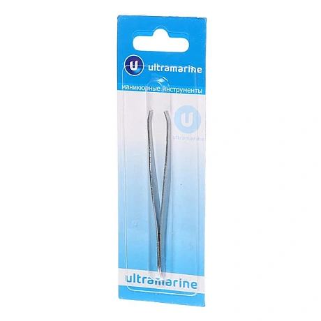 Пинцет для бровей на блистере "Ultramarine", цвет серебро 9см