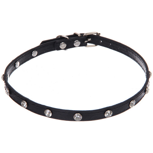 Ошейник для собак и кошек со стразами На стиле, цвет черный, 1см, размер L, 3944см (лейбл)_4