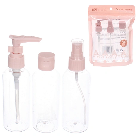 Флаконы дорожные в ZIP пакете 3шт "COMFORT", цвет крышек розовый, (100*3мл)