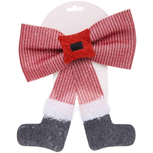 Бант на ёлку "Веселье" 20*24 см, Красный