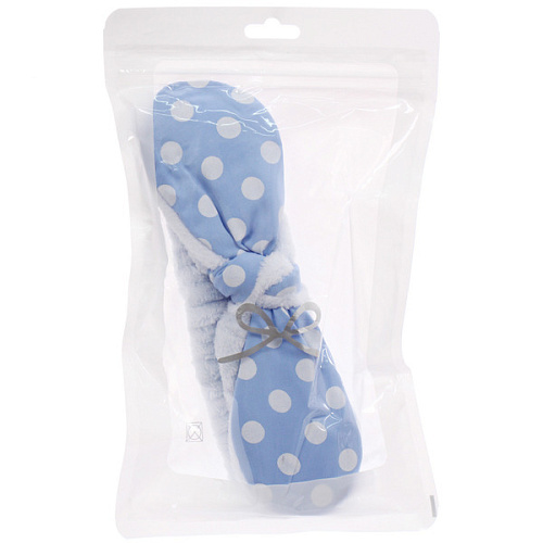 Повязка на голову косметическая ДАЙМОНД РУШ, горошек, цвет лавандовый, пудровый, небесный, 2055см (ZIP пакет)_5