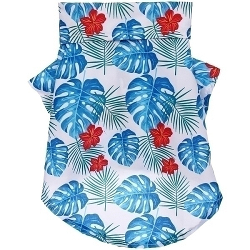 Рубашка для собак и кошек малых и средних пород СТИЛЬНЫЙ БРО, принт пальмовые листья, размер M, (лейбл)_5