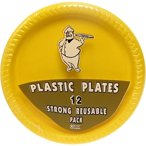 Тарелка пластиковая 23см в наборе 12шт желтая