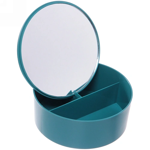 Зеркало настольное с органайзером для косметики Beauty, цвет голубой, 16,517см_4