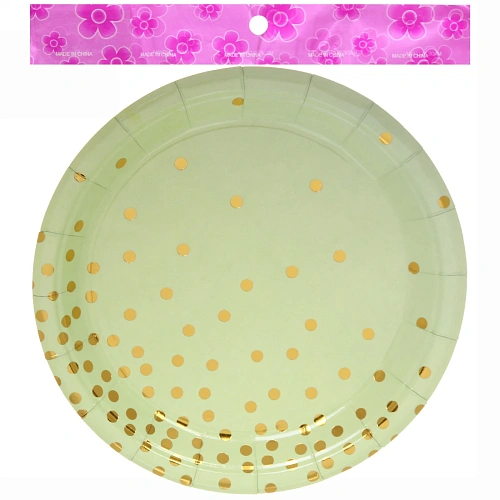 Тарелка бумажная 18 см в наборе 10 шт Конфетти мятная_3