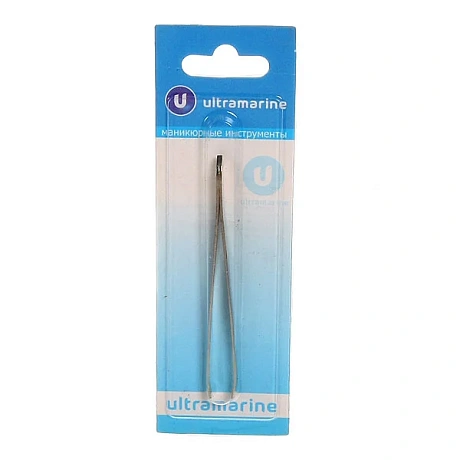 Пинцет для бровей на блистере "Ultramarine", скошеный, цвет золото 9см 