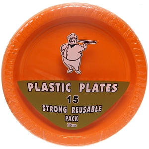 Тарелка пластиковая 18см в наборе 15шт оранжевая