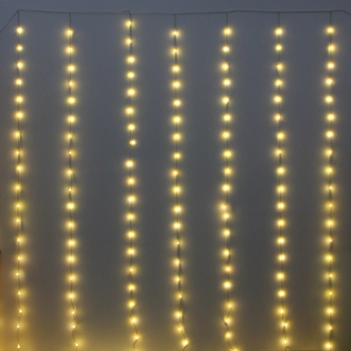 Гирлянда для дома ЗАНАВЕС "Bright light" Водопад 3м*3м 240 ламп LED, IP-20, 8 режимов. Теплый белый (возможность соединения)