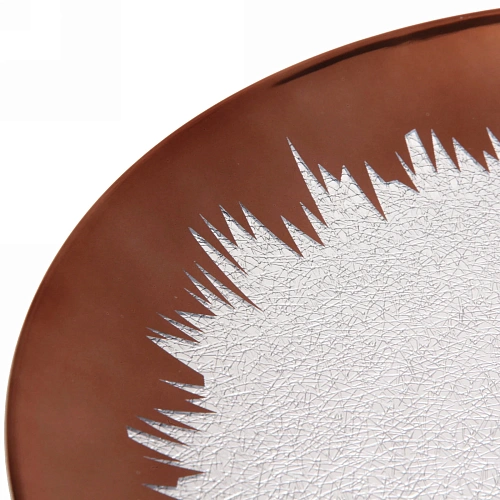 Блюдо для сервировки пластиковое 33см Морозный узор розовое золото_3