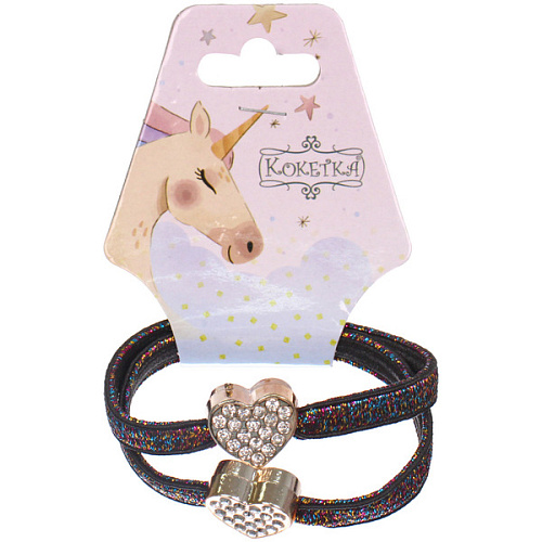 Резинки для волос 2шт МАЛЬТА, сердечки, микс 6 цветов, d-5,5см (подвес Единорог)_3